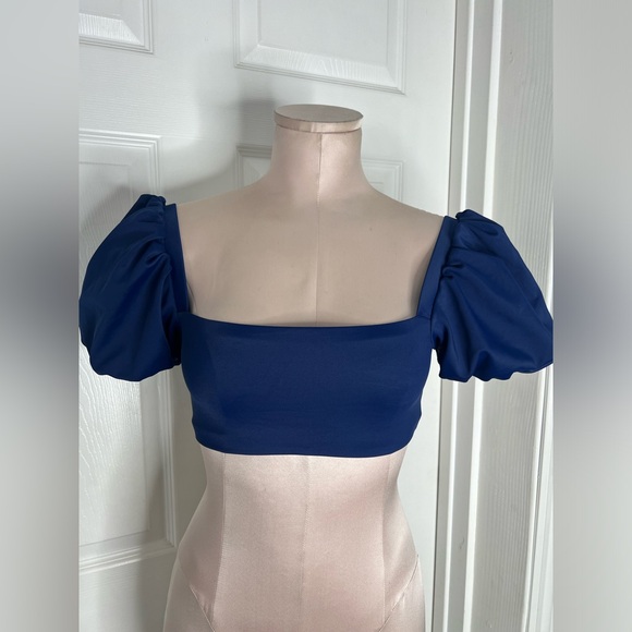 Agua Bendita Calista Puff Sleeve Tie Back
Bikini Top Blue Sz S - Picture 2 of 11